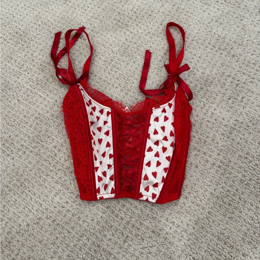 Victoria's Secret Red and White Heart Crop Top